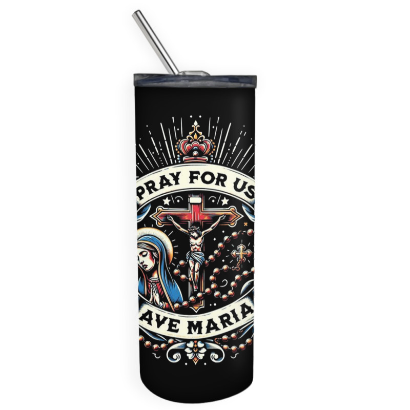 Pray For Us Skinny Tumbler | Artistshot