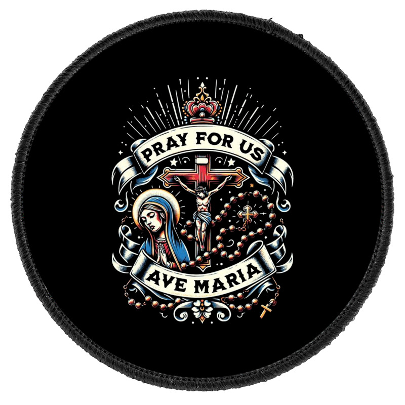 Pray For Us Round Patch | Artistshot