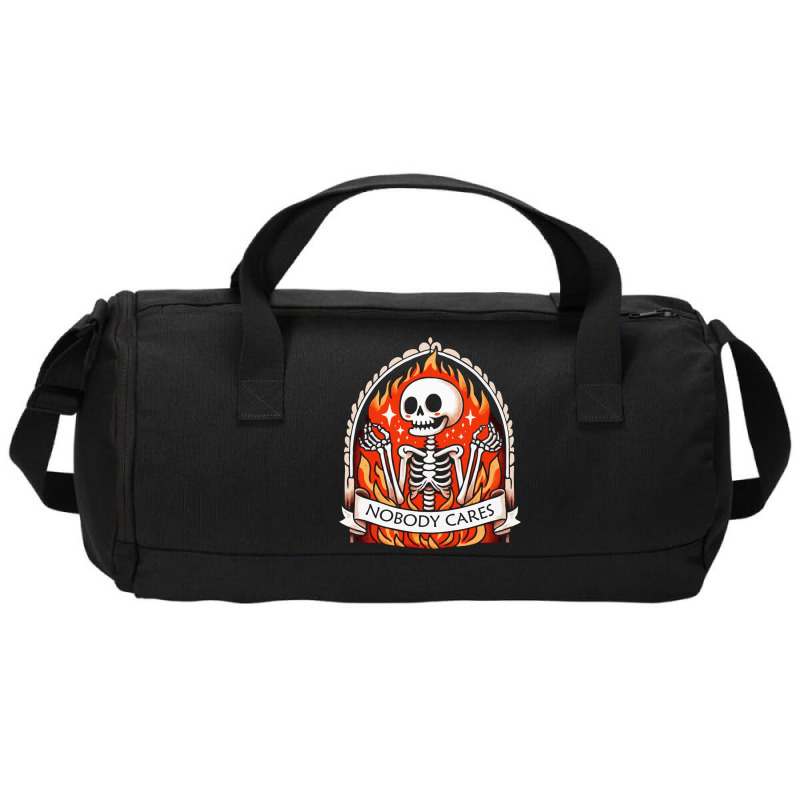 Skeleton Nobody Cares Duffel Bag | Artistshot