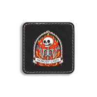 Skeleton Nobody Cares Square Leatherette Patch | Artistshot