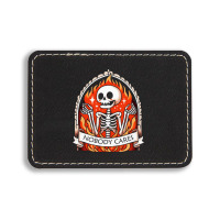 Skeleton Nobody Cares Rectangle  Leatherette Patch | Artistshot