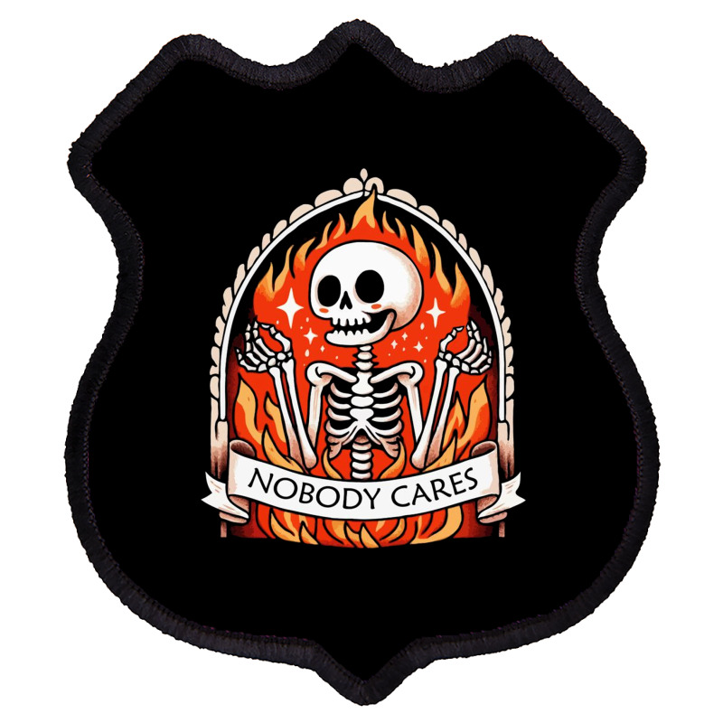 Skeleton Nobody Cares Shield Patch | Artistshot