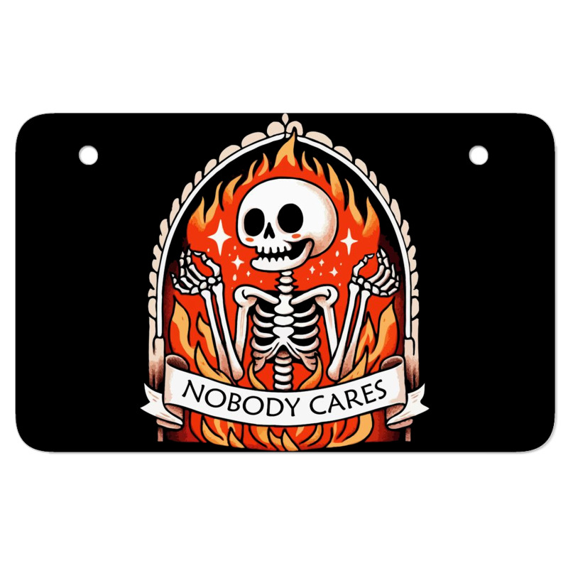 Skeleton Nobody Cares Atv License Plate | Artistshot