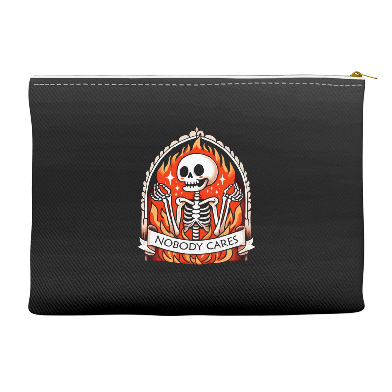 Skeleton Nobody Cares Accessory Pouches | Artistshot