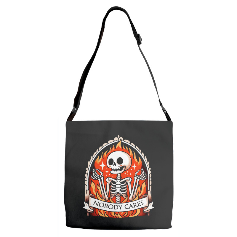 Skeleton Nobody Cares Adjustable Strap Totes | Artistshot