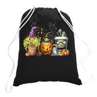 Spooky Coffee Halloween Drawstring Bags | Artistshot