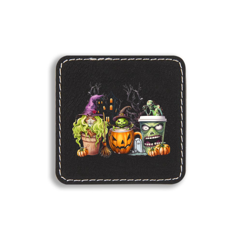 Spooky Coffee Halloween Square Leatherette Patch | Artistshot