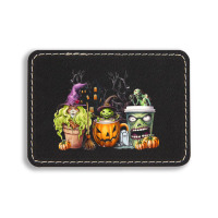 Spooky Coffee Halloween Rectangle  Leatherette Patch | Artistshot