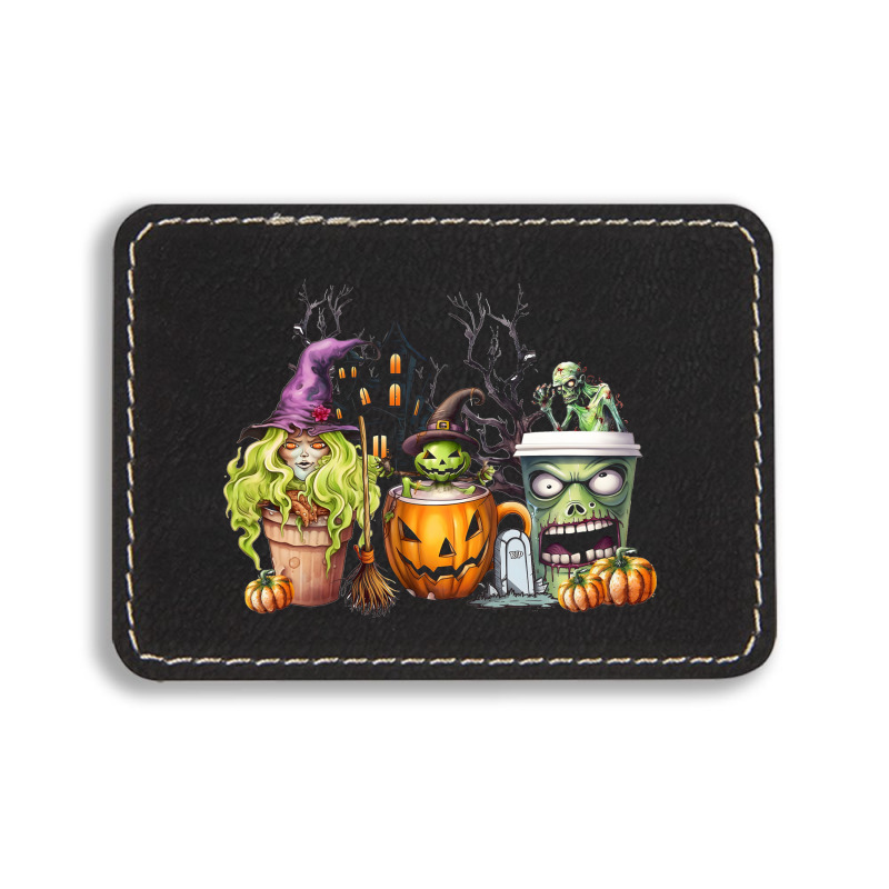 Spooky Coffee Halloween Rectangle  Leatherette Patch | Artistshot