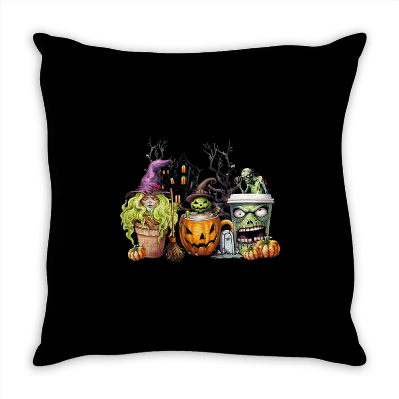 Spooky Coffee Halloween Throw Pillow | Artistshot