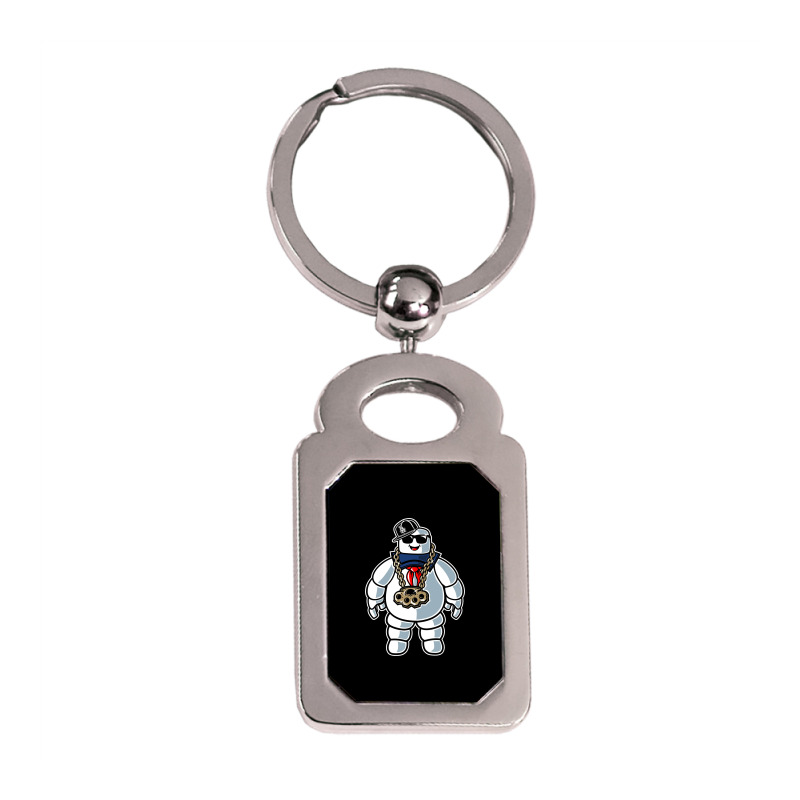 Stay-puft Marshmallow Man Comic Caricature Pop Cul Silver Rectangle Keychain | Artistshot