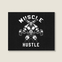 Muscle Hustle Bull Gym Landscape Canvas Print | Artistshot