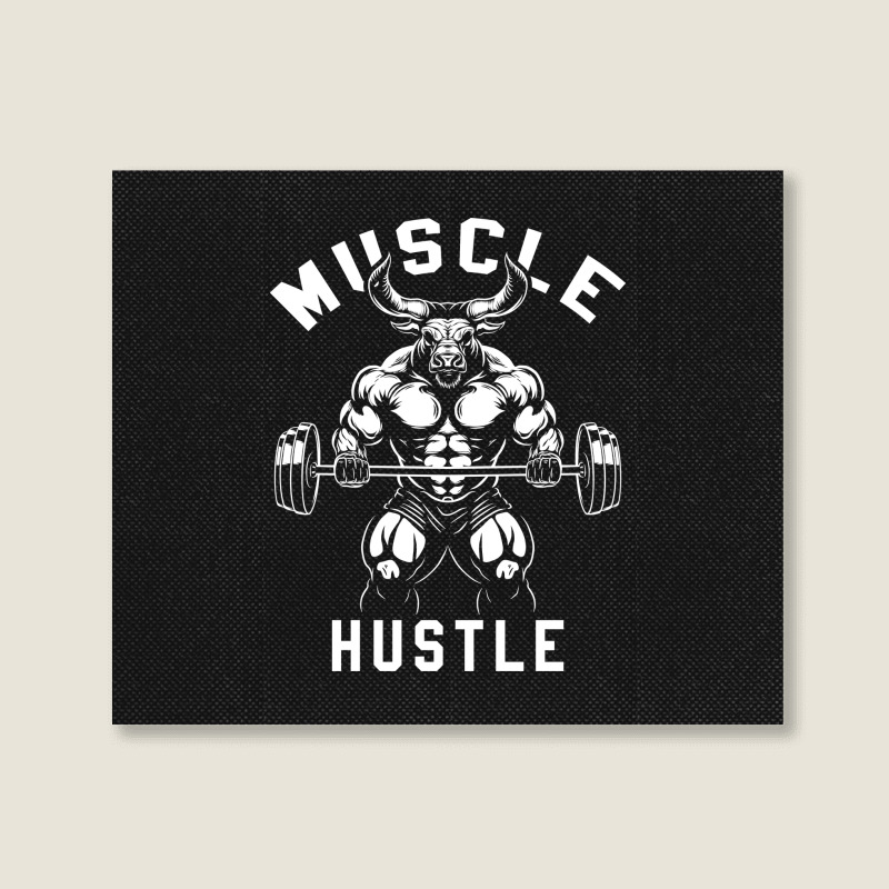 Muscle Hustle Bull Gym Landscape Canvas Print | Artistshot