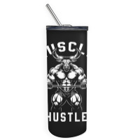 Muscle Hustle Bull Gym Skinny Tumbler | Artistshot