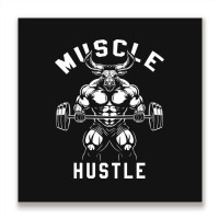 Muscle Hustle Bull Gym Metal Print Square | Artistshot