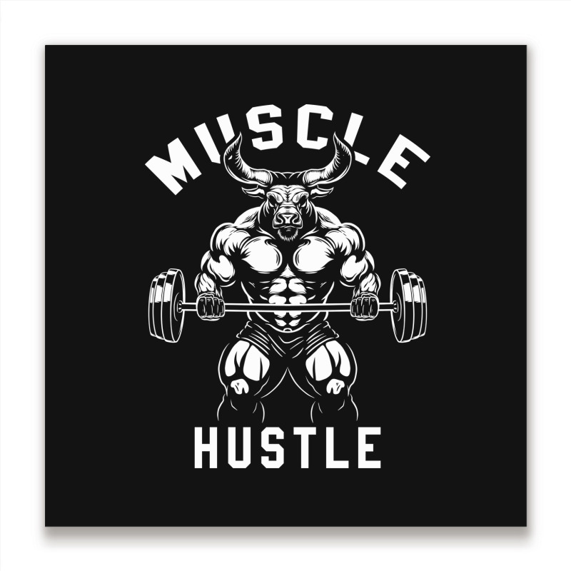 Muscle Hustle Bull Gym Metal Print Square | Artistshot