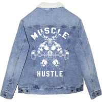 Muscle Hustle Bull Gym Unisex Sherpa-lined Denim Jacket | Artistshot