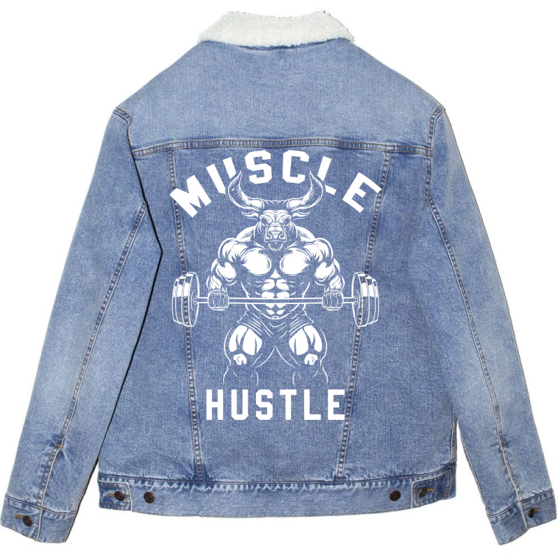 Muscle Hustle Bull Gym Unisex Sherpa-lined Denim Jacket | Artistshot