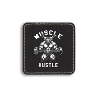 Muscle Hustle Bull Gym Square Leatherette Patch | Artistshot