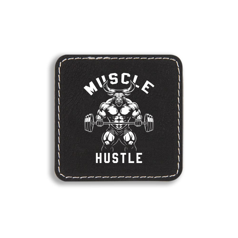 Muscle Hustle Bull Gym Square Leatherette Patch | Artistshot