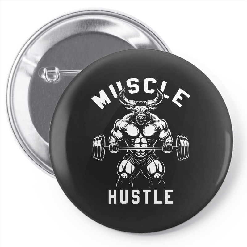 Muscle Hustle Bull Gym Pin-back Button | Artistshot