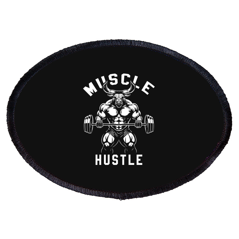 Muscle Hustle Bull Gym Oval Patch | Artistshot