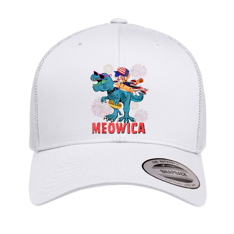 4h Of July Meowica Ca Riding Rex Dinosaur Usa Flag Boys Retro Trucker Cap by cm-arts | Artistshot