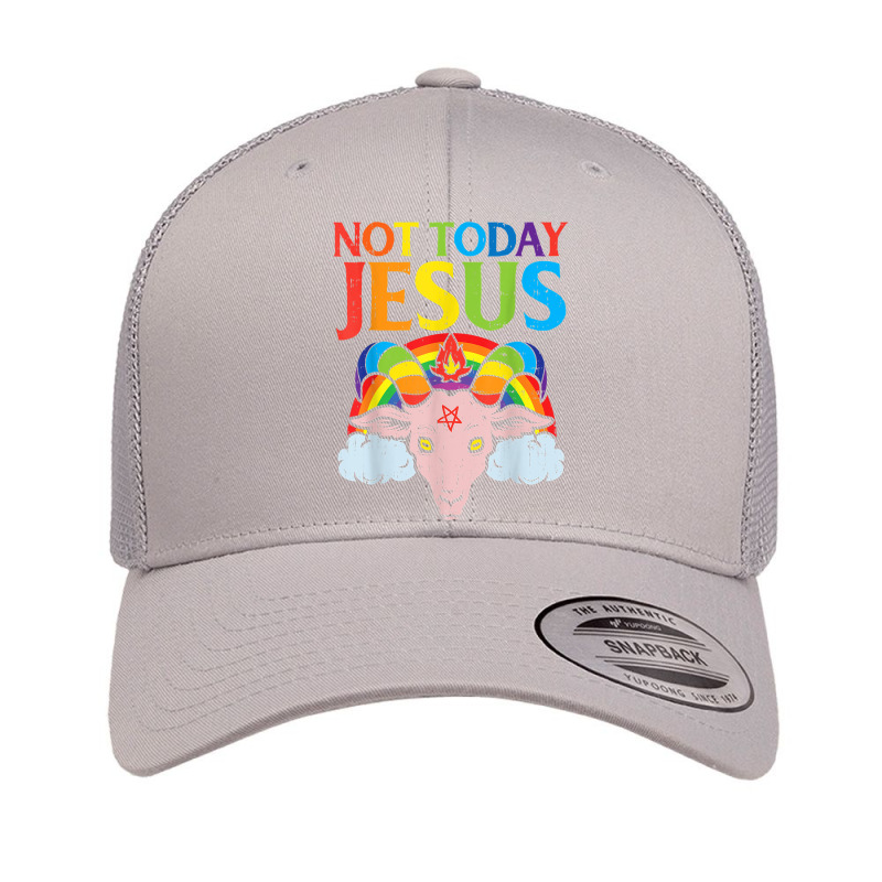 Today Not Jesus Satan Goat Satanic Rainbow Satanism Gift T Shirt Retro Trucker Cap by cm-arts | Artistshot