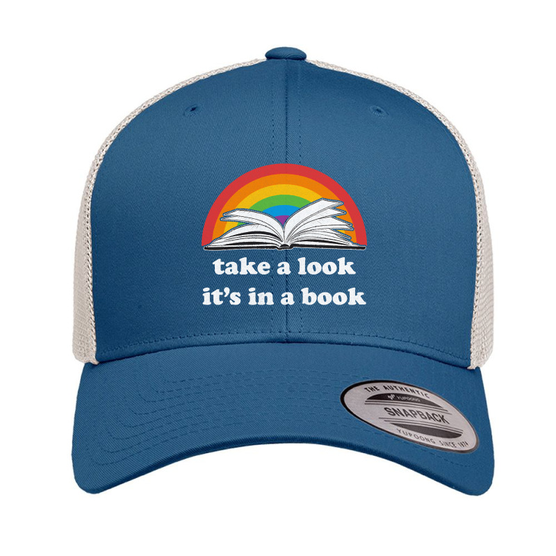 Take A Look, It's In A Book, Rainbows, Retro Book Lovers Design, Bookw Retro Trucker Cap by SHOPTYU6 | Artistshot