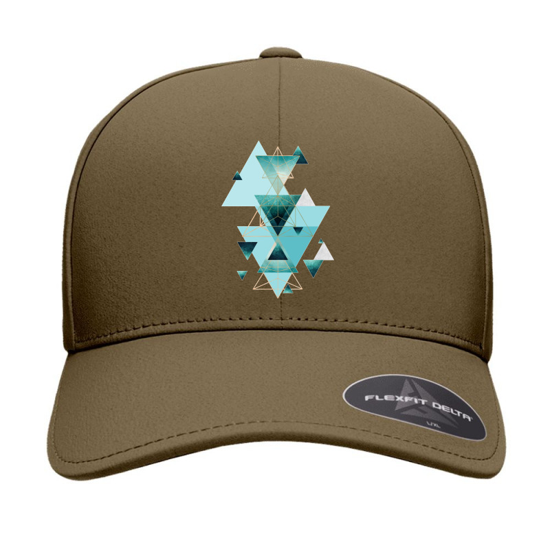 Geometric Triangle Compilation In Teal Seamless Cap | Artistshot