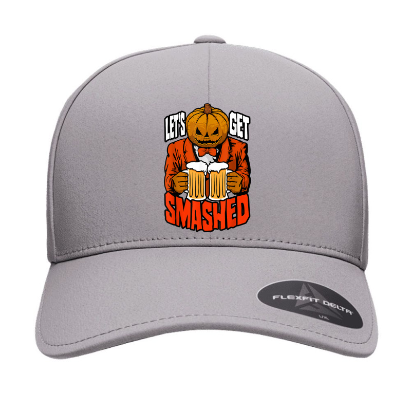 Let's Get Smashed Pumpkin Halloween Drinking Beer Bartender Seamless Cap by Bewitch | Artistshot