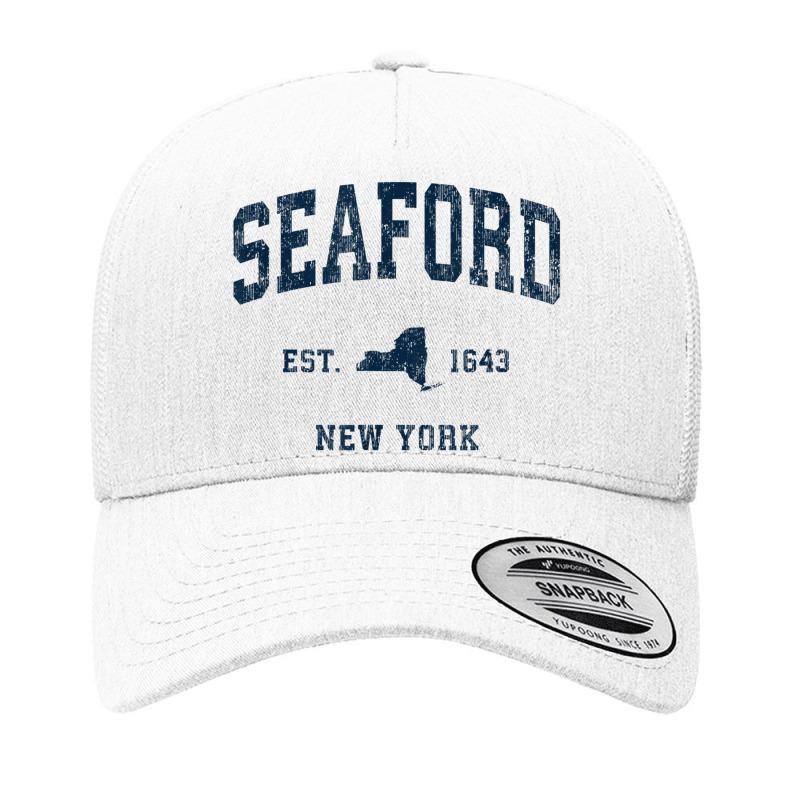 Seaford New York Ny Vintage Athletic Navy Sports Design Yupoong Trucker Cap by Blimpie | Artistshot