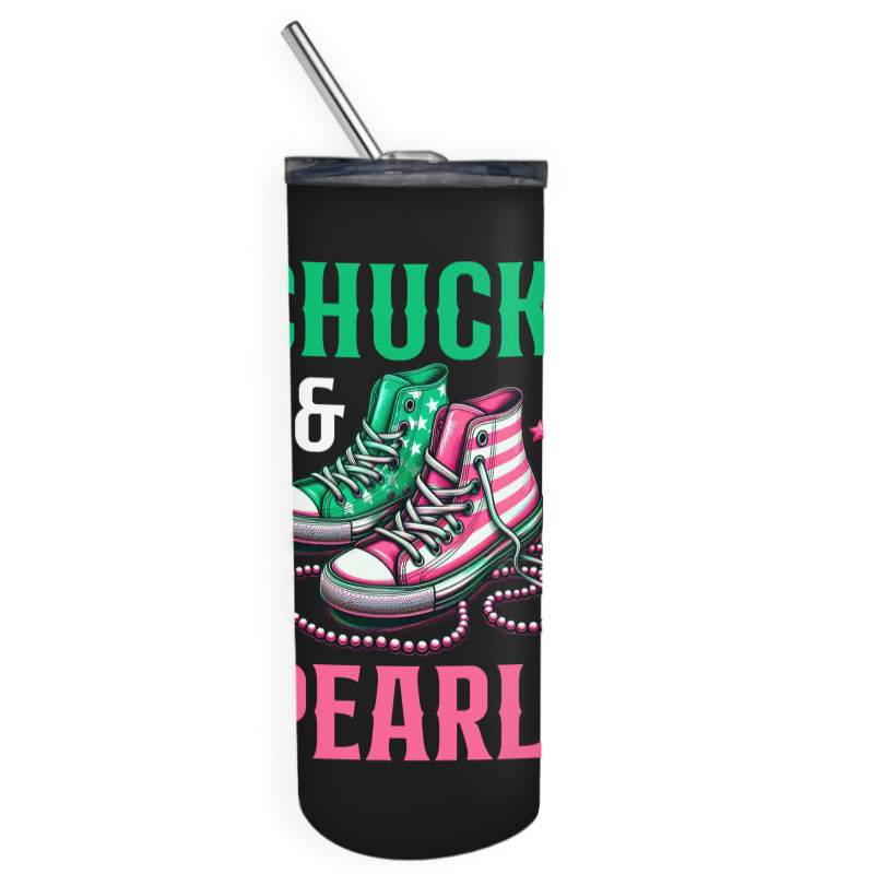 Chucks And Pearls Skinny Tumbler | Artistshot