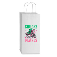 Chucks And Pearls Double Wine Paper Bag - 6 1/2 X 3 1/2 X 12 3/8 | Artistshot