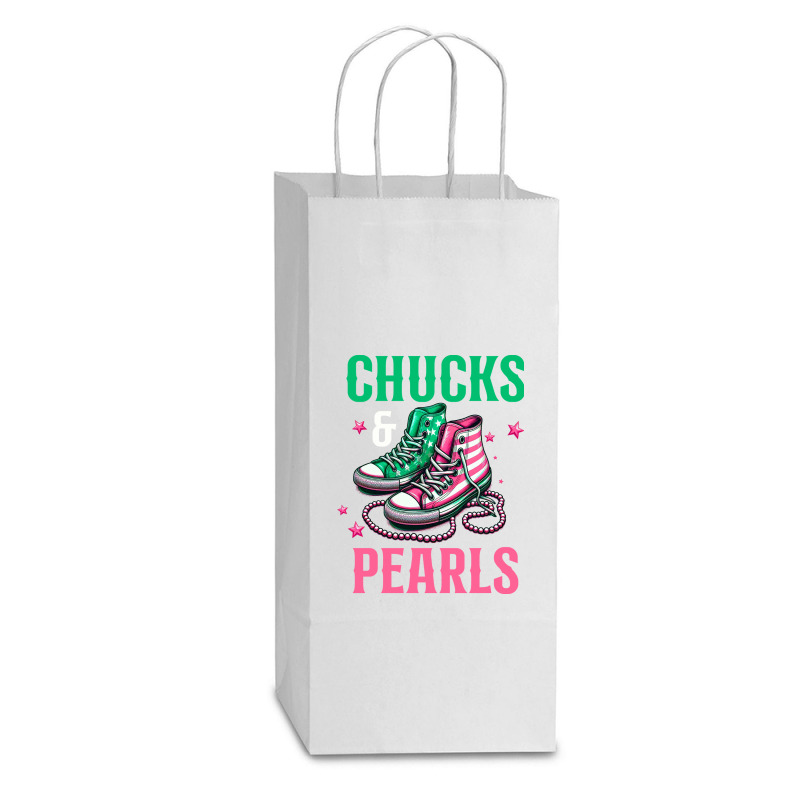 Chucks And Pearls Double Wine Paper Bag - 6 1/2 X 3 1/2 X 12 3/8 | Artistshot