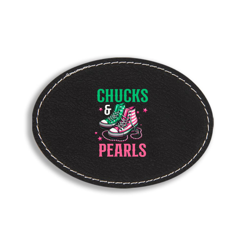 Chucks And Pearls Oval Leatherette Patch | Artistshot