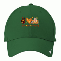 Peace Love Thanksgiving Autumn Season Pumpkin Coffee Lover T Shirt Nike Dri-fit Cap | Artistshot