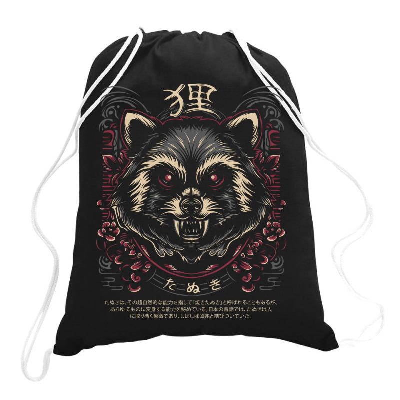 Tanuki Japan Trash Cat Drawstring Bags | Artistshot