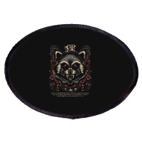 Tanuki Japan Trash Cat Oval Patch | Artistshot