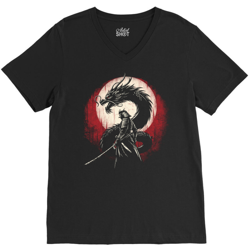 Japan Culture Dragon Samurai Art V-neck Tee | Artistshot