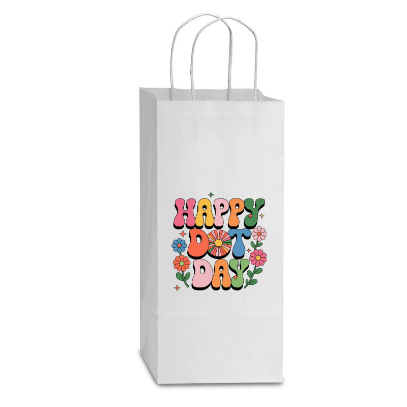 Happy Dot Day Double Wine Paper Bag - 6 1/2 X 3 1/2 X 12 3/8 | Artistshot