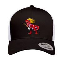 Dinosaur Rex Rock And Roll Shir Guiar Gif Men Kids Retro Trucker Cap | Artistshot