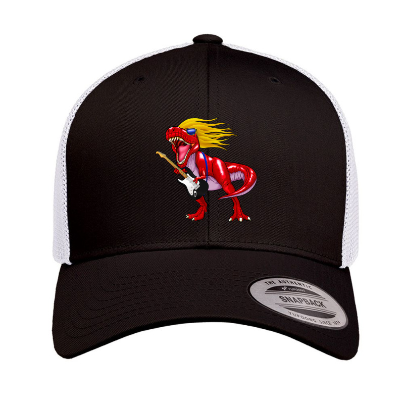 Dinosaur Rex Rock And Roll Shir Guiar Gif Men Kids Retro Trucker Cap | Artistshot