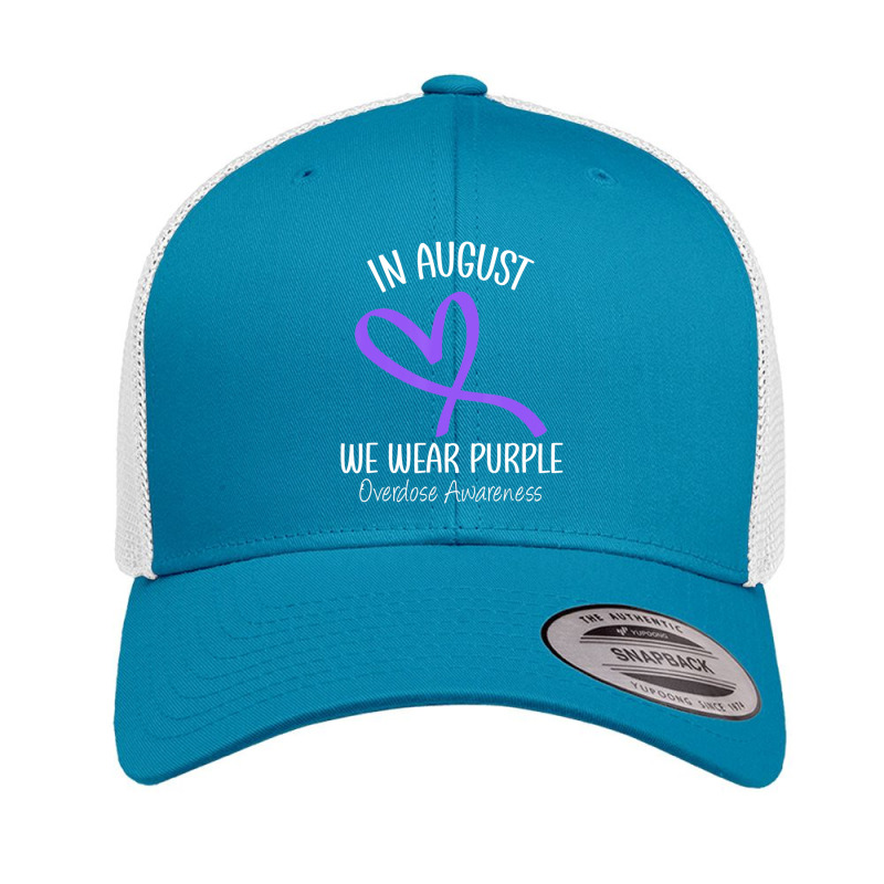 Heart Ribbon August We Wear Purple Overdose Awareness Month Retro Trucker Cap by Kenlofu52 | Artistshot