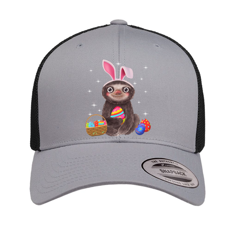 Sloth With Bunny Ears And Easter Eggs Funny, Sloth With Bunny Ears, Ea Retro Trucker Cap by SHOPURT | Artistshot