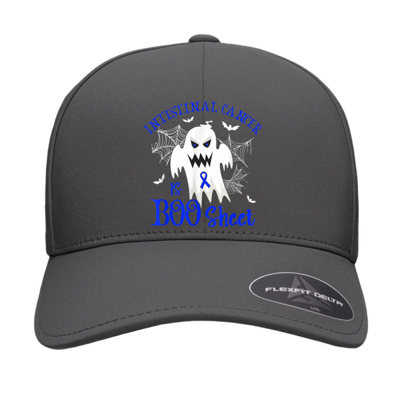 Intestinal Cancer Is Boo Sheet Blue Ribbon Halloween Seamless Cap by Bewitch | Artistshot