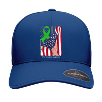 Tissue Donation Awareness Vintage American Flag Green Ribbon Sweatshir Seamless Cap | Artistshot