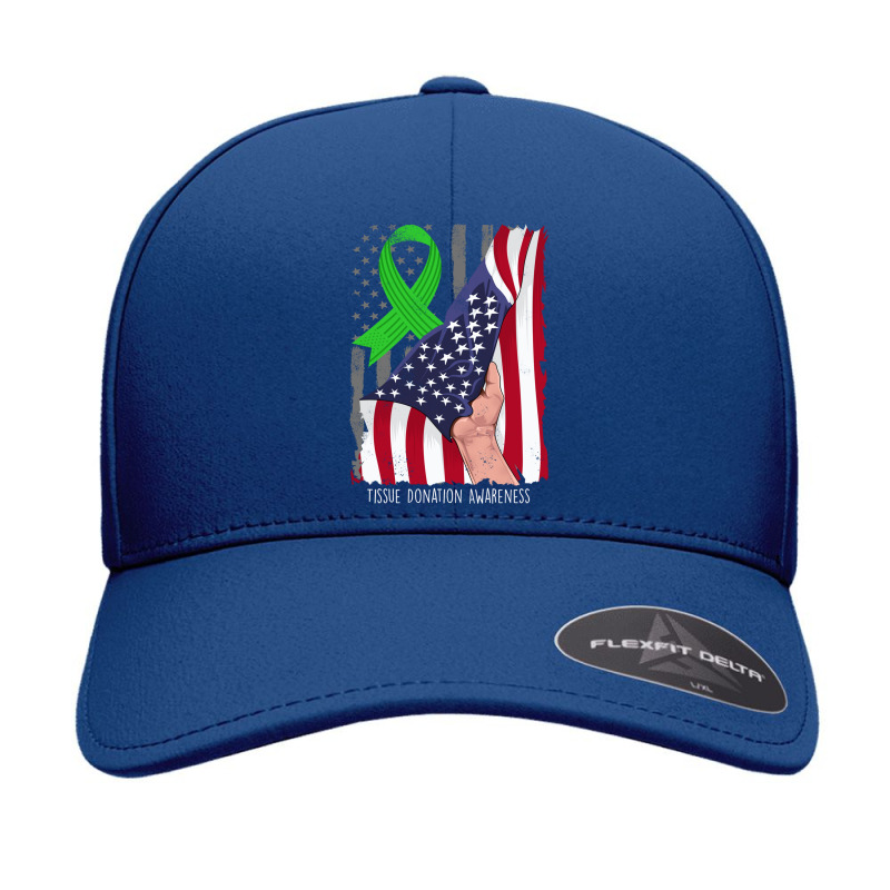 Tissue Donation Awareness Vintage American Flag Green Ribbon Sweatshir Seamless Cap by cm-arts | Artistshot