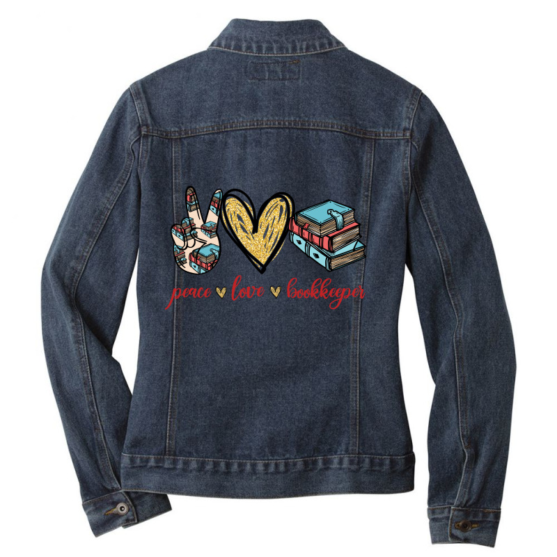 Peace Love Bookkeeper Ladies Denim Jacket by vip.pro123 | Artistshot