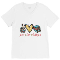 Peace Love Bookkeeper V-neck Tee | Artistshot